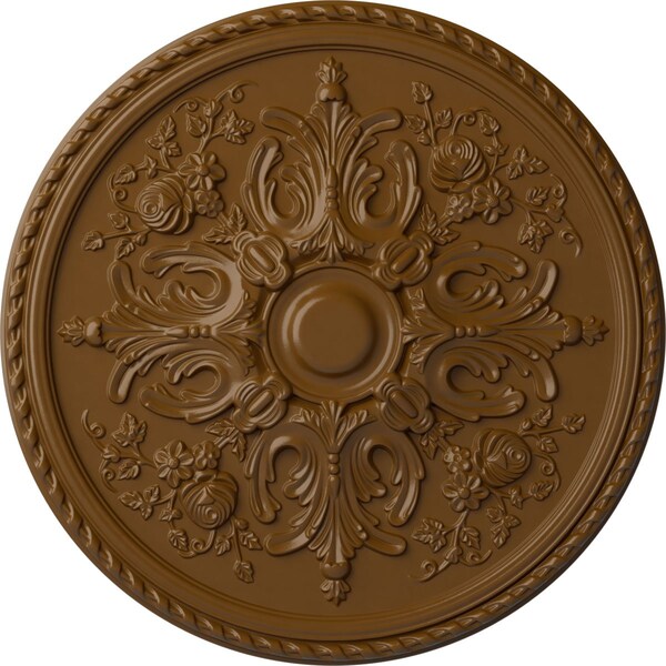 Ekena Millwork Bradford Ceiling Medallion (Fits Canopies up to 6 5/8"), Hand-Painted Smokey Topaz, 32 5/8"OD x 2"P CM32BRSTF - main
